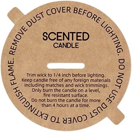 CandMak Candle Dust Covers, 160pcs Printed Kraft Card Candle Dust Lid with Pull Tab for Candle Making (3.125")