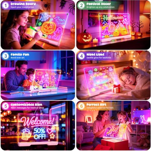 Geokay 16" Rechargeable LED Drawing Board with 9-Color Light Effects