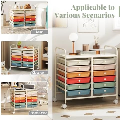 COSTWAY 12-Drawer Rolling Storage Cart, Utility Storage Organizer Cart