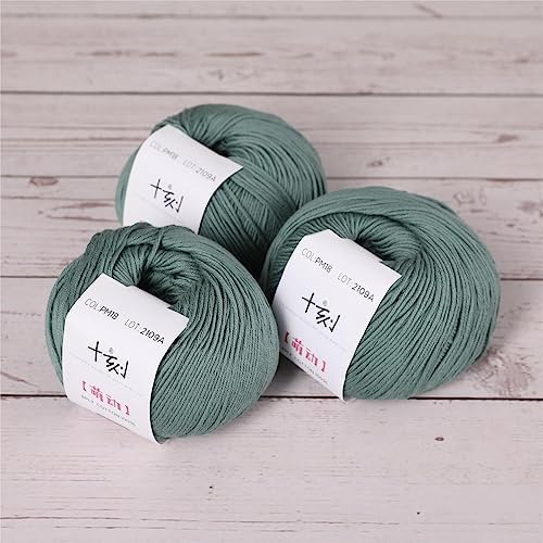 Fine Weight Knitted and Crocheted Cotton Yarn, 100% Long Staple Cotton Yarn, Baby Sports, 2 Packages of 100g/3.52oz (Per Skein 50g/162yards)-Jungle Green