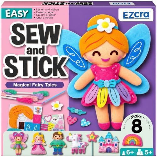 EZCRA Fairy Sewing Kit for Kids Ages 4-8 - 8 Felt DIY Projects