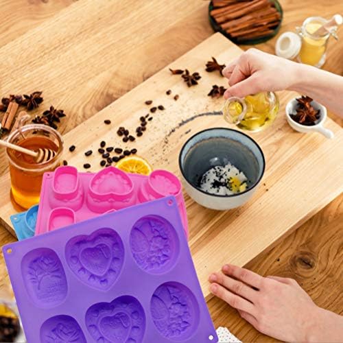 3 Pack Silicone Soap Molds, 6 Cavities, Mixed Patterns, BPA Free, Easy Release