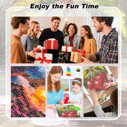 AIBOERL Diamond Art Kits for Adults,Cherry Diamond Painting Wall Decor | Round Drill Vintage Cherry Diamond Painting for Beginners DIY Rhinestone 5D Diamond dots(Gemstone Craft)Wall Art Gift 12x16IN