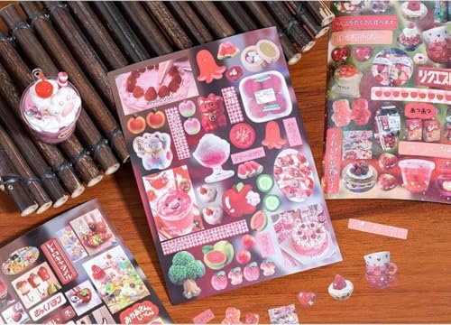 Japanese Retro Sticker Book, 800 Cartoon Stickers Book with Art Coated Paper Creative Activity Stickers for Adults, DIY Scrapbooking Phone Cases Laptops Party Gifts (Four Season Radio)