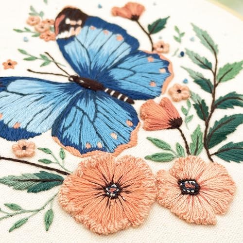 Silentsea Blue Butterfly Embroidery Kit for Adults