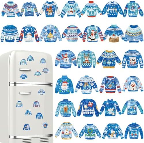 Motipuns 30 Pcs Diamond Magnets,Winter Sweater,Sky Blue