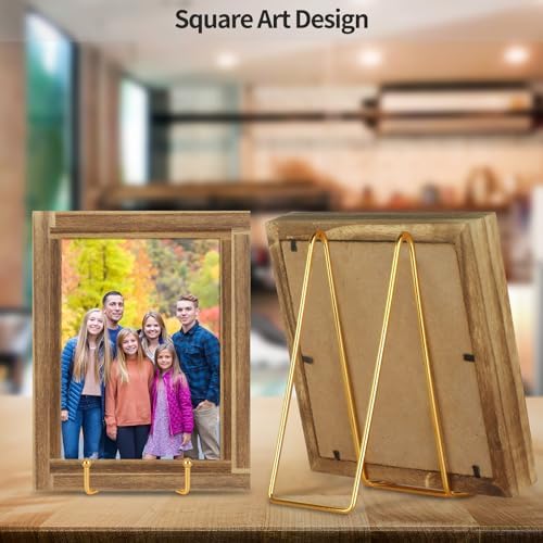 IBosins 5-Pack 8-Inch Plate Holder Display Stands Gold Metal Frame Stand