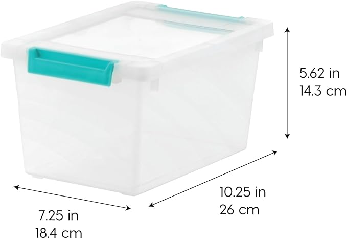 IRIS USA Storage Bins with Lids |Made in USA| 4 Qt - (6-Pack) - Clear | Sensory Craft Organizers, Plastic Clip Box Totes, Flat Containers for Organizing Paper, Office, Art & Study Supplies