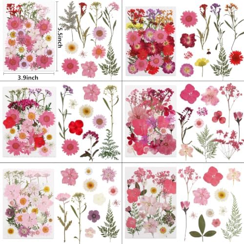 NESCCI 412 Pcs Purple Pink Dried Flowers for Crafts,Real Nature Dried Flowers for Craft Bulk Dry Flowers Leaves Kit Used for Resin Molds Scrapbooking DIY Art Crafts Candle Soap Making Nails Décor