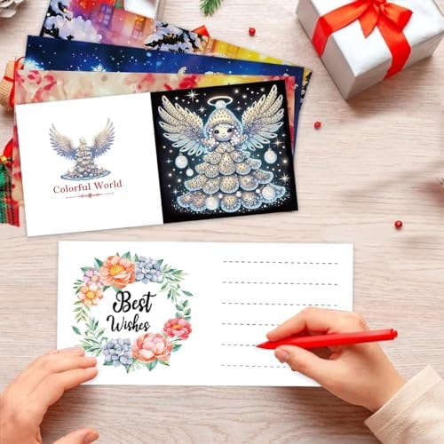 LSQFS Angel Wings Diamond Painting Greeting Cards Kit,with Envelopes