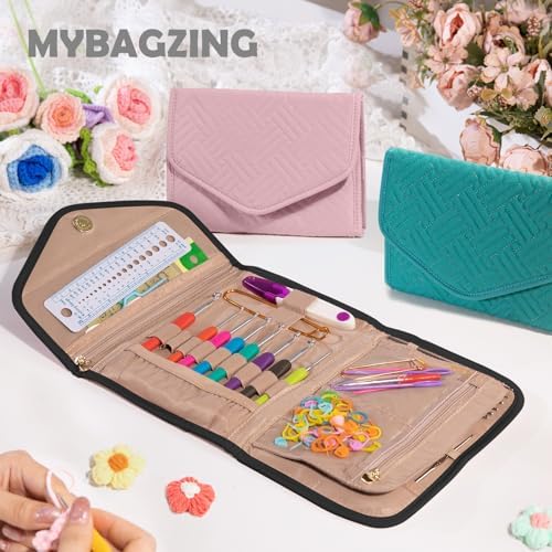 MYBAGZING Crochet Hook Case - Foldable Organizer - Knitting & Crochet Supplies Holder