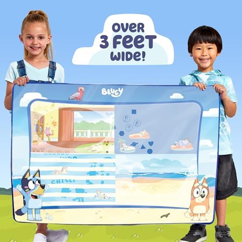 Bluey Water Drawing Mat - Mess-Free Water Art with Stamps, Stencils, and Reusable Accessories for Toddlers
