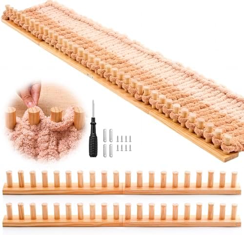 Novabright 67'' Extra Large Chunky Knitting Loom Knitting for Blanket Making 2 in 1 Making Loom for DIY Throw Blankets Adjustable Size Chunky Knit Foldable Weaving Kit for Beginner Yarn Craft