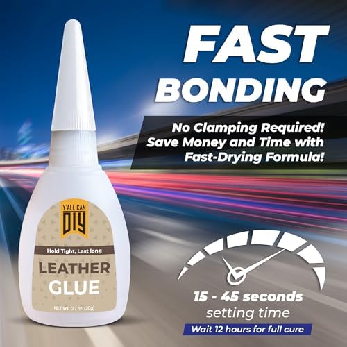 Y'allCanDiy Super Glue for Leather 4 Pk x .7 Oz. (20g)- Leather Glue - Adhesive for Purses, Sofas and Furniture. Heavy Duty Waterproof Cyanoacrylate Based Adhesive for Leathercraft, Upholstery