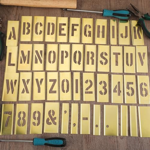 Pelopy 45 Pcs 1 Inch Brass Stencils Letters and Numbers Stencils Set
