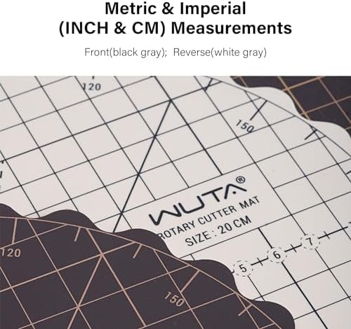 WUTA Circle Cutting Mat 8-inch Round Self Healing Mat Quilting Double-Sided Color for Cutting,Quilting, Sewing, Dressmaking & Crafts