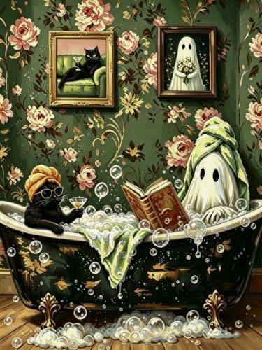 Tabszca Funny Bathing Ghost Paint by Numbers Kit for Adults 16 X 20 Inch