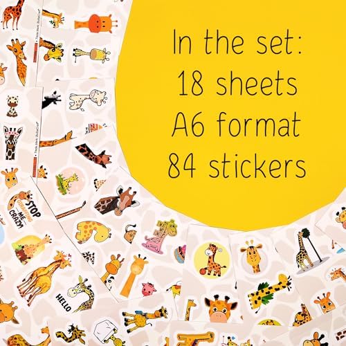 Giraffe Stickers for Water Bottle, Scrapbooking, Laptop Decals — Giraffe Party Supplies, Decorations, Gifts for Women & Men