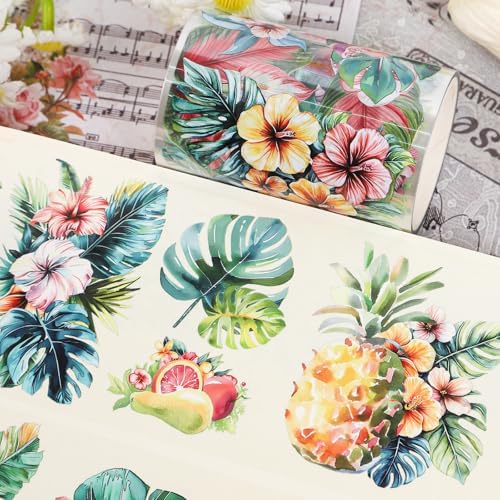 Sitsink PET Tape for Journal Scrapbooking - Summer Green PET Tape Stickers for Crafts Junk Journal Supplies Notebook Scrapbook DIY Decor