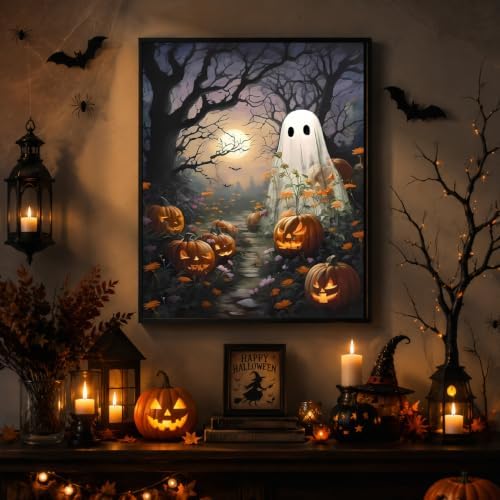 Ghost Paint by Numbers Kit for Adults Beginner with Framed 10x12 Inch