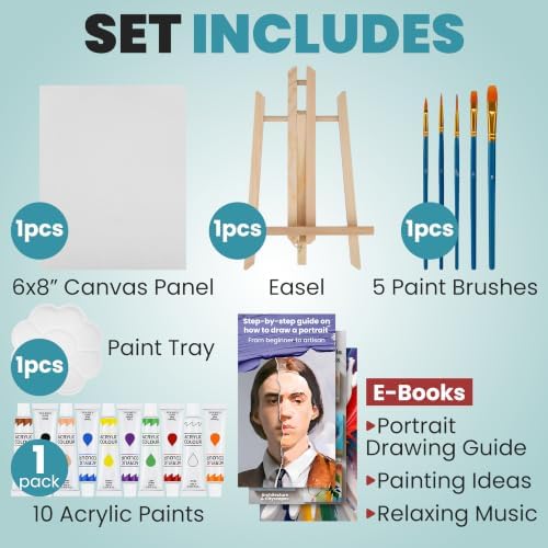 Painting Kit for Beginners, Kids, Teens, Adults - Acrylic Paint Set
