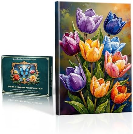 JOOZ 5D Flowers Diamond Painting Kits for Adults with Frame, 8x12 Inch