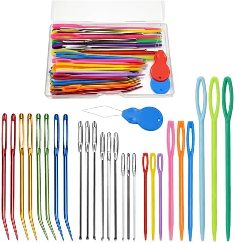 DeliaVo 49 Pcs Yarn Needles Set, Crochet Kit for Knitting Sewing Weaving
