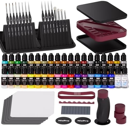 Nicpro All-in-One Miniature Painting Kit with 36 Model Paints & Wet Palette