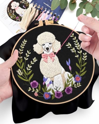 ERKOON Embroidery Kit for Beginners Adult Poodle Cross Stitch Set