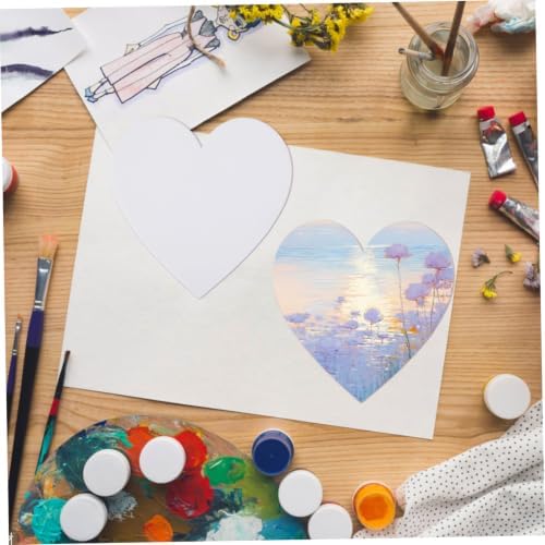 Gadpiparty 5pcs Heart Shaped Canvas Cotton Painting Board Blank Canvas Frame Cotton Panel Boards Art Paintings Board Oil Paint Canvas Sketchpad for Craft (White)