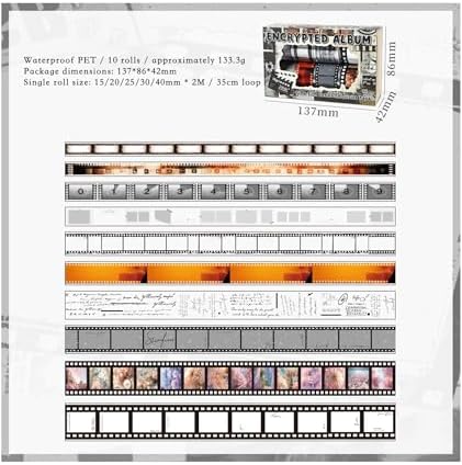 Vintage Film Washi Tape Set, Retro Camera Movie Strip Decorative Masking Tape for Scrapbooking Journaling DIY Crafts, Photography Gift Photo Albums Wrapping Adhesive Tape (10 Rolls)