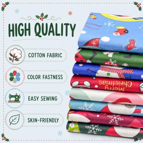 Aubliss 8pcs Fat Quarter Fabric Bundles (100% Cotton - 20'' x 20'')