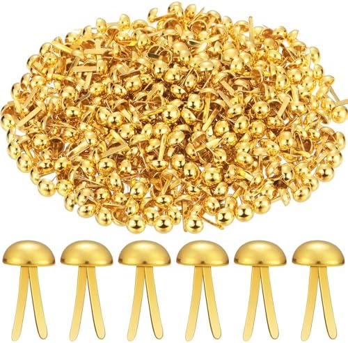 Hotop 500 Pcs Brad for Paper Crafts Metal Paper Fasteners, Golden
