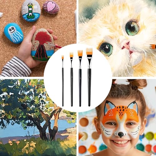12PCS Art Grainer Brush Comb Set, Professional Artist Acrylic Paint Brush Comb Set, Small Nylon Bristles Painting Brushes for Acrylic, Oil and Watercolor, Ideal for Artists Face Painting(12 PCS)