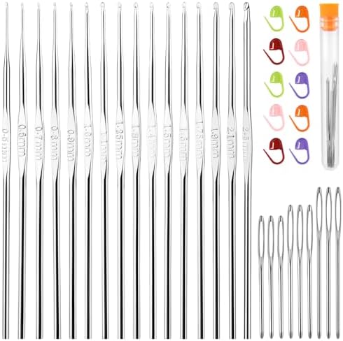 16 Pcs Lace Crochet Hooks Set, 0.5mm-2.5mm Small Crochet Hooks
