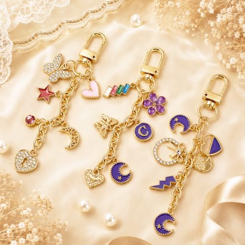 Wurosi 20 Pcs Metal Keychain Making Kit, Bag Charm Chains,Gold