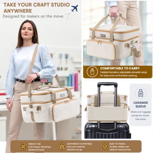 AMOIGEE Double-Layer Carrying Case, Craft Organizer for Cricut Accessories
