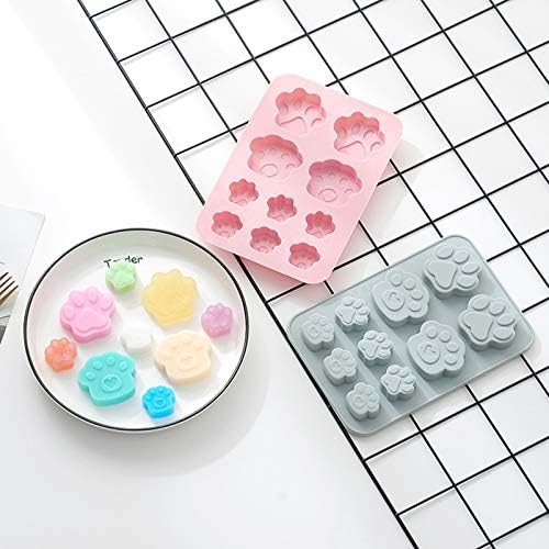 Craftdady Silicone Soap Mold 10 Cavities Pet Dog Paw Moulds Trays, 2 Pack for Handmade Craft Biscuit Candy Chocolate