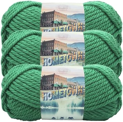 Lion Brand Yarn Hometown Yarn, Super-Bulky Yarn for Knitting, Crocheting, and Crafting, 3 Pack, Green Bay