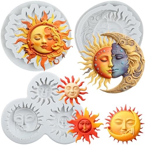 Sun Moon Face Polymer Clay Mold Sun Face Silicone Molds Set of 3