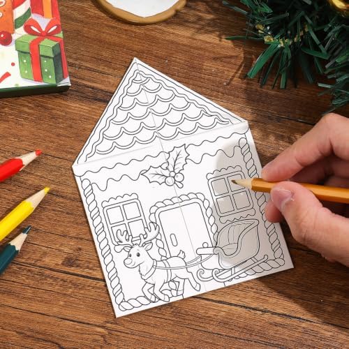VYRANA Christmas DIY Coloring Greeting Cards, 20Pcs Holiday Blank Art Paper Cards for Kids Adults, Festive Xmas Party Craft Supplies, Gift Ideas for Mom, Friends, Thank You & Greeting Card Collection