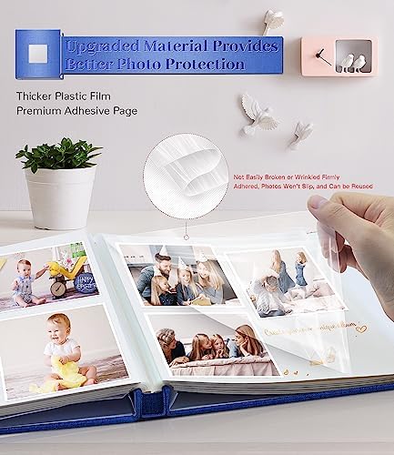 Artfeel Photo Album Self Adhesive Scrapbook Album for 3x5 4x6 5x7 8x10 Pictures,40 Pages Linen Cover with Display Window DIY Photo Book,Ideal Gifts for Family Travel Wedding Baby