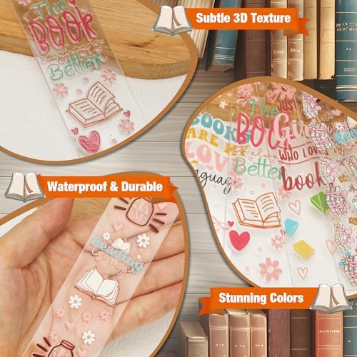 100 Pcs Book Acrylic Bookmark Blanks(2mm) Thicken 6 DIY Bookmark Making 8 Book UV DTF Sticker 20 Charms 6 Extender Chains and 60 Jump Ring Suitable for DIY Crafts Gifts