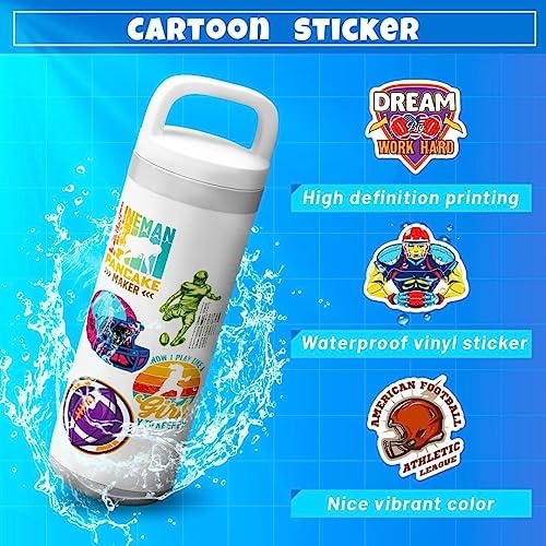 Football Stickers for Kids Teens Adults, 100PCS Vinyl Waterproof Football Sports Stickers for Water Bottle Laptop Skateboard