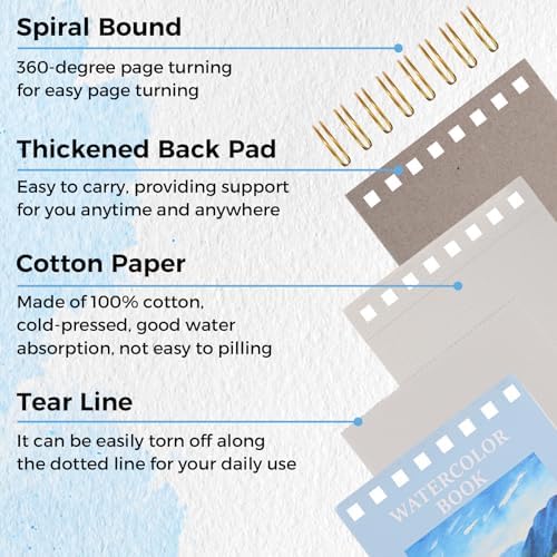 4x4 Inch Watercolor Paper Pad, 35 Sheets, 140 Lb Cold Press, Spiral