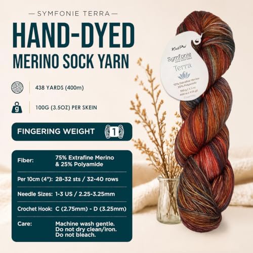 KnitPro Symfonie Fingering Weight Merino Wool Yarn 100g, Folklore