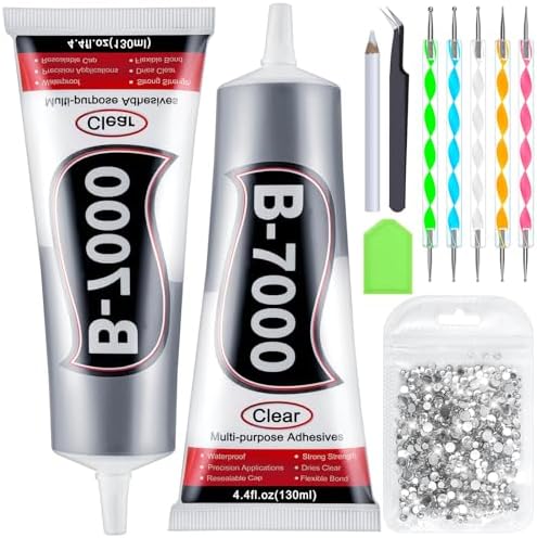 B7000 Rhinestones Glue for Crafts, 2pcs 130ML Glue of Diamond Jewelry