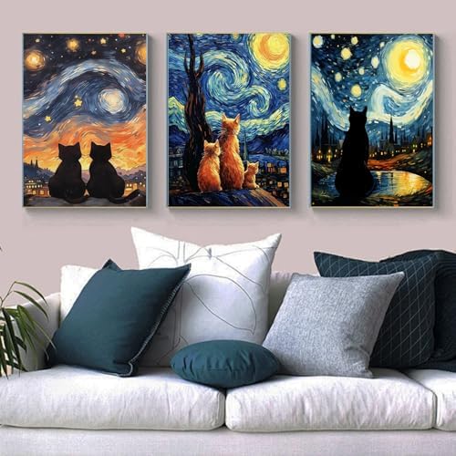 VeGuude 3 Pack Diamond Art Kits for Adults Home Wall Decor Gift 12x16In