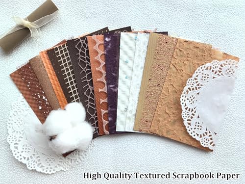102 Unique Textured Scrapbook Papers and Mesh Fabric Sheets(17 Designs × 6 Colors), Handmade Craft paper for Scrapbooking, Junk Journal, Card Making Supplies, Planner, Collage (5.9" x 3.9")