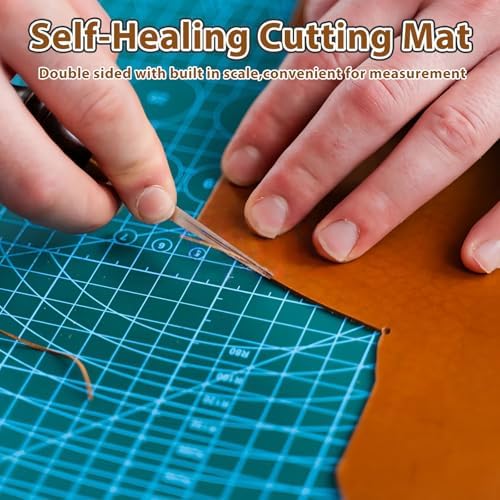 4 PCS Leather Craft Punch Pad, Rubber Mute & A4 Self-Healing Cutting Mat